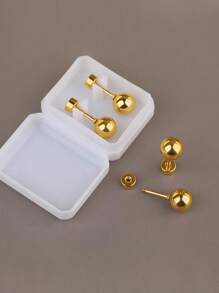 1 对 316L 不锈钢抛光球形耳钉优雅防过敏螺丝后背休闲时尚珠宝 - Spiral - 查看 3