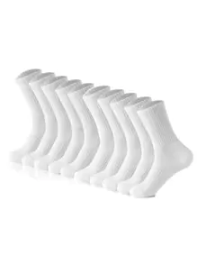 Multi-Pair Pack Black & White Solid Color Elastic Arch Support Men Mid-Calf Golf Socks, Sporty & Casual Style, Fall