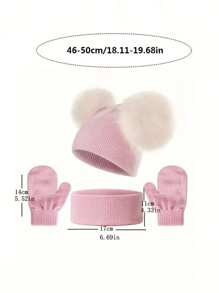 3pcs/Set Cute Knit Hat, Neck Warmer And Gloves Suit For Baby Boys & Girls, Suitable For 0-3 Years Old, Perfect For Casual Outdoor