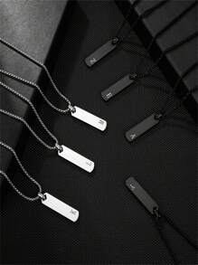 1 件简约时尚不锈钢 26 字母吊坠项链，60 厘米不锈钢盒链，适合作为送给朋友和爱人的礼物 - 簡約時尚不鏽鋼26字母項鍊吊墜 - 查看 6