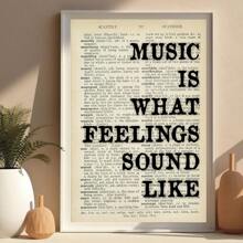 1pc/Set Vintage Canvas Music Quote Print Wall Art, 'Music Is The Sound Of Feelings' Poster For Living Room, Bedroom, Home Decor, Without Frame - Multicolor - View 4