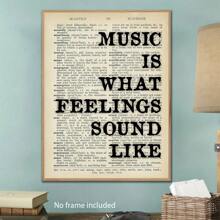 1pc/Set Vintage Canvas Music Quote Print Wall Art, 'Music Is The Sound Of Feelings' Poster For Living Room, Bedroom, Home Decor, Without Frame - Multicolor - View 7