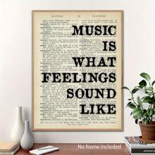 1pc/Set Vintage Canvas Music Quote Print Wall Art, 'Music Is The Sound Of Feelings' Poster For Living Room, Bedroom, Home Decor, Without Frame - Multicolor - View 8