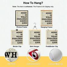 1pc/Set Vintage Canvas Music Quote Print Wall Art, 'Music Is The Sound Of Feelings' Poster For Living Room, Bedroom, Home Decor, Without Frame - Multicolor - View 11