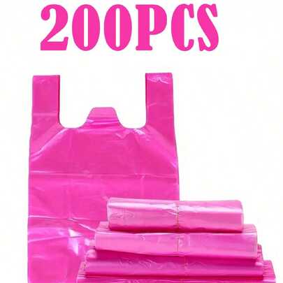 50/60/100/120/200 件带手柄的塑料购物袋，防漏防水，多用途背心式杂货手提袋，适用于杂货店、零售店和餐馆