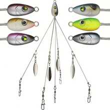 1 件装伞形钓组鱼饵，配有高性能柳叶刀片 - 逼真的海水钓鱼冒险 - 耐用的户外渔具 - 彩色 - 查看 3