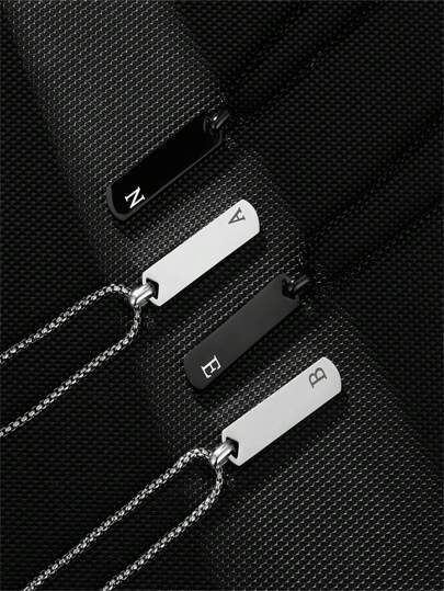 1pc Minimalist & Fashionable Stainless Steel 26 Letter Pendant Necklace, 60cm Stainless Steel Box Chain, Suitable As Gift For Friends & Lovers