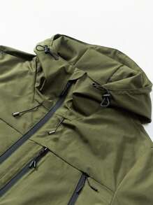 Plus Size Men's Casual Loose Fit Hooded Jacket, New Autumn Fashion Youth Windbreaker