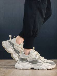 Herren Lässig Schnür-Plateau Sneaker, leicht und atmungsaktiv, geeignet für Wandern, Reisen und Laufen - Reis braun - Übersicht 7