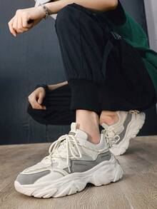 Herren Lässig Schnür-Plateau Sneaker, leicht und atmungsaktiv, geeignet für Wandern, Reisen und Laufen - Reis braun - Übersicht 9