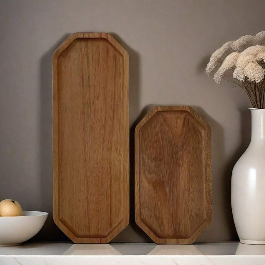 1 chiếc khay gỗ, đĩa gỗ nhỏ, đĩa ăn, đĩa bánh mì, cà phê, trà, đĩa gỗ nguyên khối, thích hợp làm quà tặng trong các buổi họp mặt Giáng sinh. - màu nâu - Xem 1