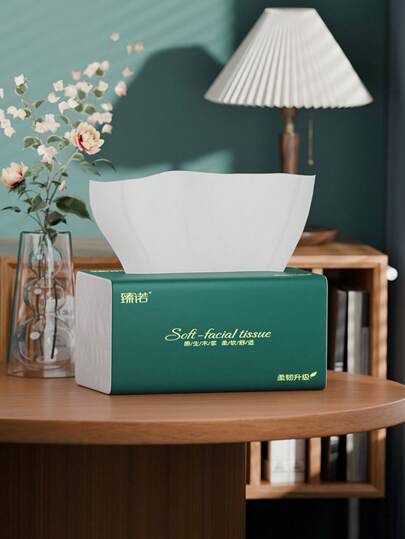 Tissue Paper, Random Green/Orange/White Pattern Packaging, Large Size, 5-Ply Thick, Dry&Wet Dual-Use Facial Tissue, Home Use