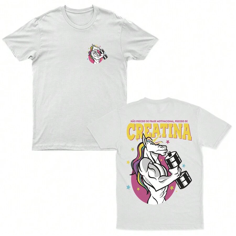 Women's Unicorn Oversized Gym T-Shirt 100% Cotton Gym Horse Tshirt Blouse - 白色 - 查看 1