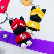 2pcs KitSuper Cool Hat Fighting Dog Keychain 3D Three-Dimensional Doll Street Pendant Keychain Small Gift - Nhiều màu - Xem 5