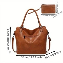 2PC Set Purses Tote Bag For Women, Handbags PU Leather Large Shoulder Bag,  Cow Pattern Work Bags With Multi-Pockets, Designer Hobo Satchel, Christmas Gift - Black - View 2