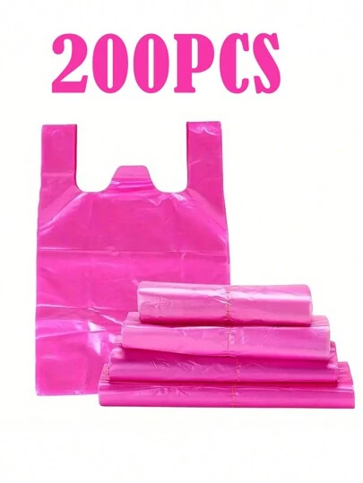 50/60/100/120/200 piezas Bolsas de compras de plástico con asas, a prueba de fugas y resistentes al agua, bolsas de transporte de supermercado de estilo chaleco de uso múltiple para supermercados, comercios minoristas y restaurantes