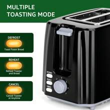 1pc 2-Slice Toaster, 7 Browning Settings, 750W Power, Defrost & Reheat Functions, Black, Aigostar - Perfect For Bread Toasting - EU F Type Plug(220-240V) - View 6