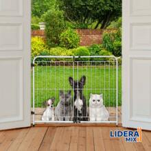 LideraMix, Adjustable Expandable Protection Gate For Children And Pets, 78cm Height, 70 To 115cm Length, Small And Medium Dogs, Steel With Epoxy Paint, Black - 白色 - 查看 2