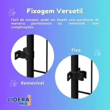 LideraMix, Adjustable Expandable Protection Gate For Children And Pets, 78cm Height, 70 To 115cm Length, Small And Medium Dogs, Steel With Epoxy Paint, Black - 白色 - 查看 5