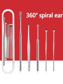 5Pcs/Set Ear Wax Pickers Stainless Steel Earpick Wax Remover Piercing Kit Earwax Curette Spoon Care Ear Clean Toolear Cleaner,Bag,Organizer,Storage