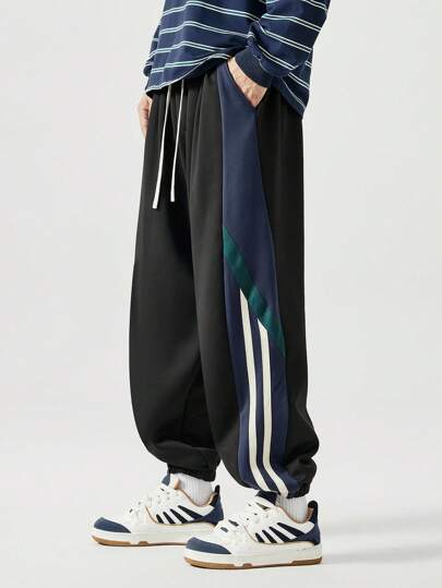 Plus Size Men's Loose Fit Sweatpants, Baggy Drawstring Jogger Pants, Casual Trousers