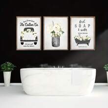 3 Pcs/Set Canvas Hanging Pictures Easy To Hang Vintage Farmhouse Bathroom Wall Art Set - Canvas Prints, Home Decor Paintings,Poster Gifts Birthday Graduation
