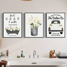 3 Pcs/Set Canvas Hanging Pictures Easy To Hang Vintage Farmhouse Bathroom Wall Art Set - Canvas Prints, Home Decor Paintings,Poster Gifts Birthday Graduation