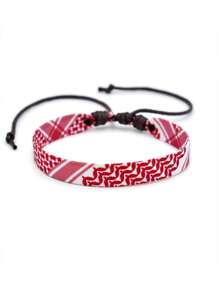 1pc Adjustable Bohemian  Bracelet With Arab Headscarf Weaved, Geometric Pattern Handmade Weaved  Bracelet - Bracelet - View 10