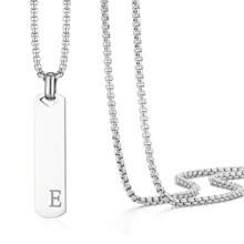 1 件简约时尚不锈钢 26 字母吊坠项链，60 厘米不锈钢盒链，适合作为送给朋友和爱人的礼物 - 簡約時尚不鏽鋼26字母項鍊吊墜 - 查看 31