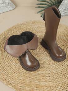 Un par de botas antideslizantes esenciales de invierno con decoración de flecos, con cremallera en la parte posterior. Estilosas y versátiles, con una suela gruesa tipo princesa, adecuadas para niñas de 3 a 12 años. Botas largas para uso diario tanto en interiores como en exteriores. - Marrón - Ver 9