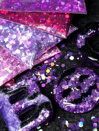 1/19bags 10g Mixed Hexagon Chunky Glitter Resin Filling Holographic Glitter Bulk Sequins Filler For Epoxy Resin Accessories DIY