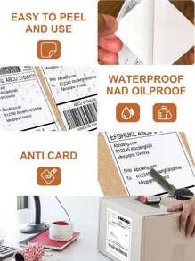 1疊50張折疊式100*150mm直寄熱敏標籤，具有穿孔線和切割線，可與其他品牌打印機兼容，折疊紙強粘著商用等級（4" X  6"- 50 Labels White） - 50張標籤白色 - 查看 3