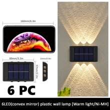 6pcs/1pc Outdoor Solar Wall Lights, Easy Installation, 8/10 LED Waterproof Up & Down Lighting Decorative Lamps, Suitable For Garden, Yard, Park, Wall