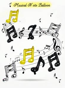 10 piezas de globos de poliéster con forma de nota musical en oro, plata y negro, globos con símbolo musical, adecuados para temas de rock, discoteca, fiestas de cumpleaños, fiestas de bandas, fiestas al aire libre, fiestas en el hogar y decoraciones navideñas - Multicolor - Ver 1