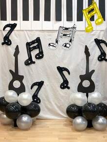 10 piezas de globos de poliéster con forma de nota musical en oro, plata y negro, globos con símbolo musical, adecuados para temas de rock, discoteca, fiestas de cumpleaños, fiestas de bandas, fiestas al aire libre, fiestas en el hogar y decoraciones navideñas - Multicolor - Ver 5