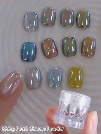 1 Box Upgraded Sparking Nail Glitter Aurora Powder, Moonlight Mirror Highlight Effect , Metallic Shiny Pearl Chrome Dust, Crystal White Glitter Nail Art Powder For Manicure Decoration – Fine Holographic Chameleon Nail Art Pigment