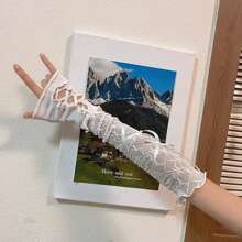 1 对 Y2k 芭蕾风格性感蕾丝 DIY 绑带防晒袖 Jk 臂套优雅万圣节情人节