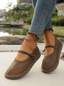 软底系带鞋，防滑休闲绒面平底步行鞋