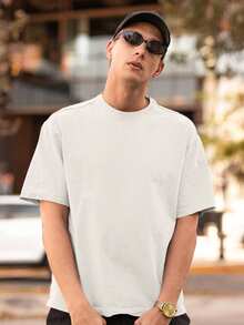 Unisex Oversized Cotton T-Shirt 30.1 Yarn Premium Quality - trắng - Xem 3