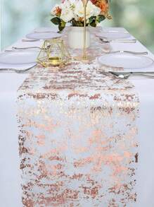 1 件玫瑰金亮片网状桌旗，适用于派对、婚礼、宴会、餐桌装饰