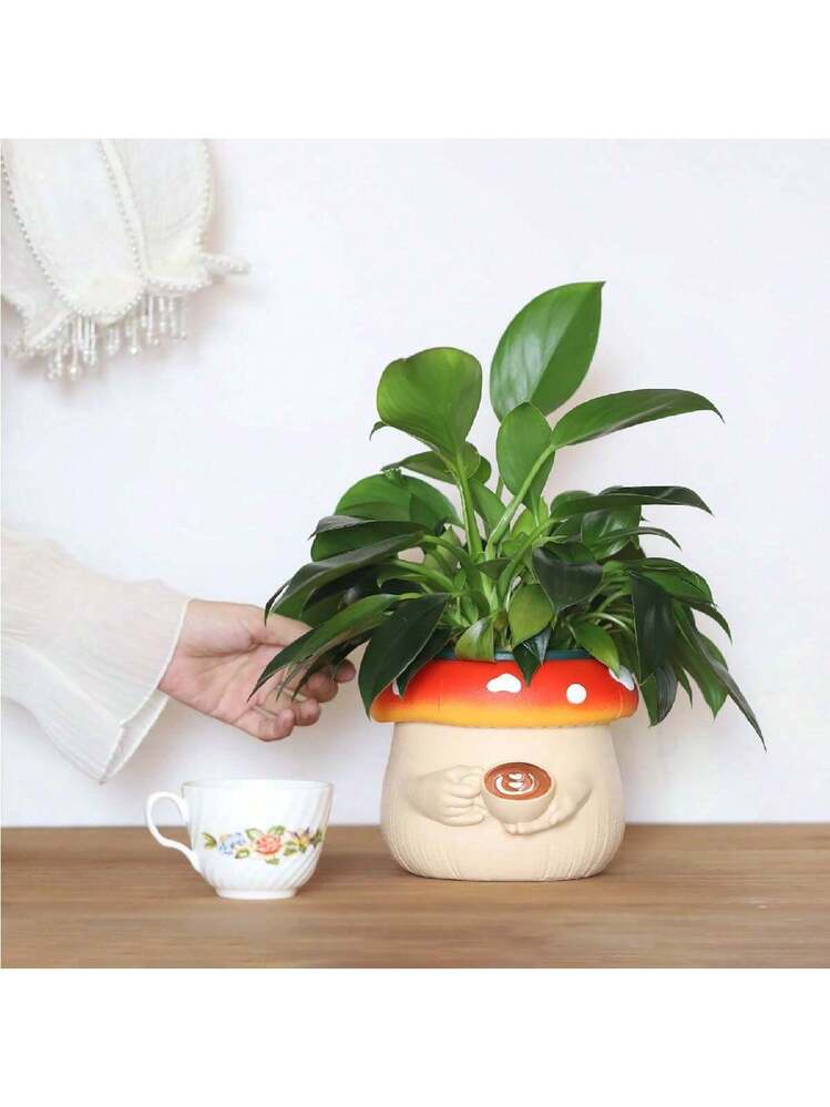 3 Vasi Per Piante Grasse A Forma Di Gufo In Ceramica Con Sottovaso In Bambù | Decorazione Casa - 3
