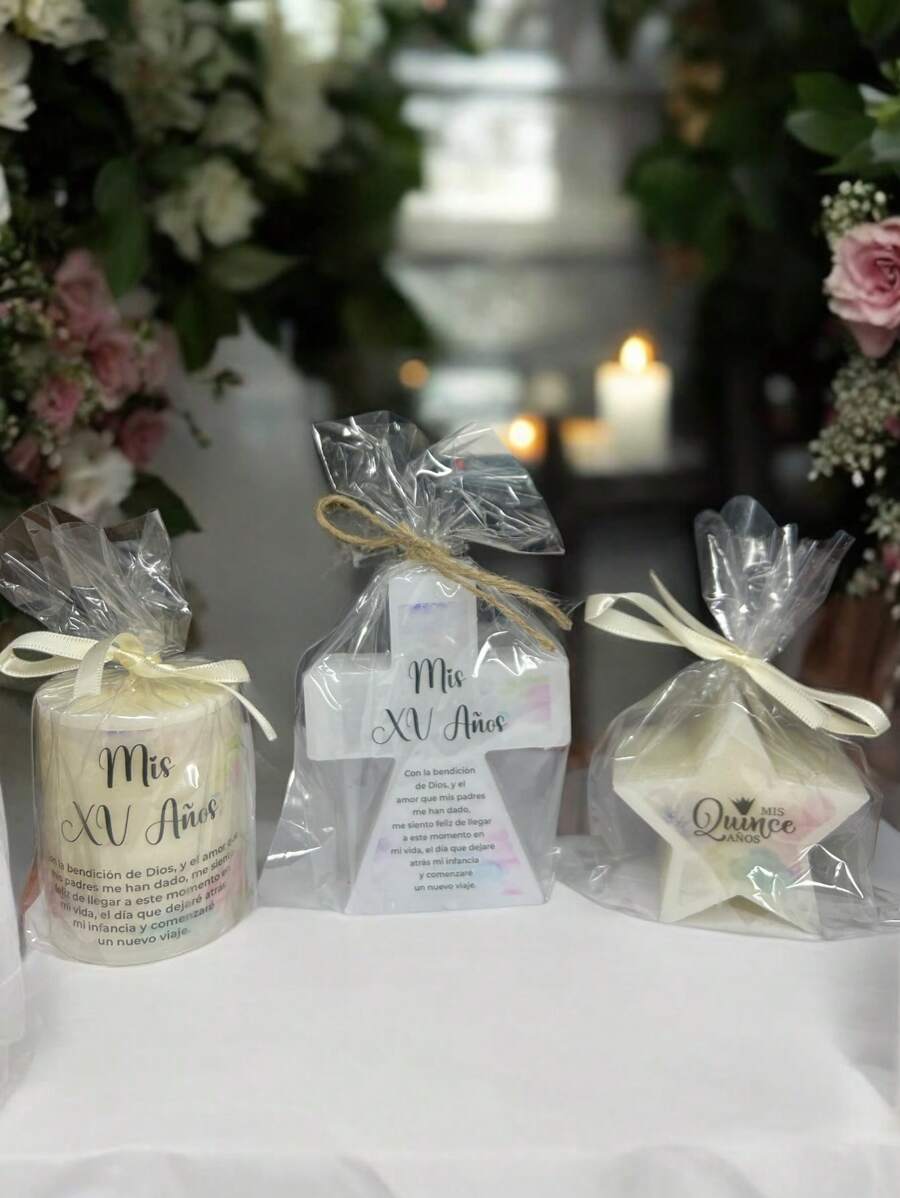 Kit de velas para recuerdo de "Quince Años", incluye bolsa de celofán con listón - kit - Ver 1