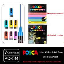 UNI Feutre Acrylique Paint Marker Pen Set NEW PACKAGE PC-1M 3M 5M Water Based Colors Permanent Acrylic Pen Graffiti Art Supplies