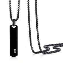 1 件简约时尚不锈钢 26 字母吊坠项链，60 厘米不锈钢盒链，适合作为送给朋友和爱人的礼物 - 簡約時尚不鏽鋼26字母項鍊吊墜 - 查看 51