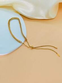 1pc Wheat Spike Titanium Steel Drawstring Bracelet For Women, New & Unique INS Design, Lightweight Luxury Hand Accessory - Yellow Gold - View 13