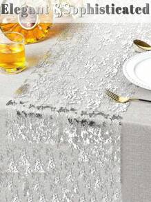 1 件玫瑰金亮片网状桌旗，适用于派对、婚礼、宴会、餐桌装饰