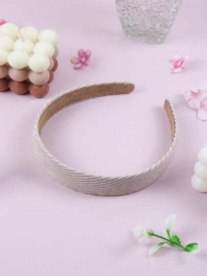 C&J FLORI Diadema para cabello ancha delgada de tela a rayas, elegante