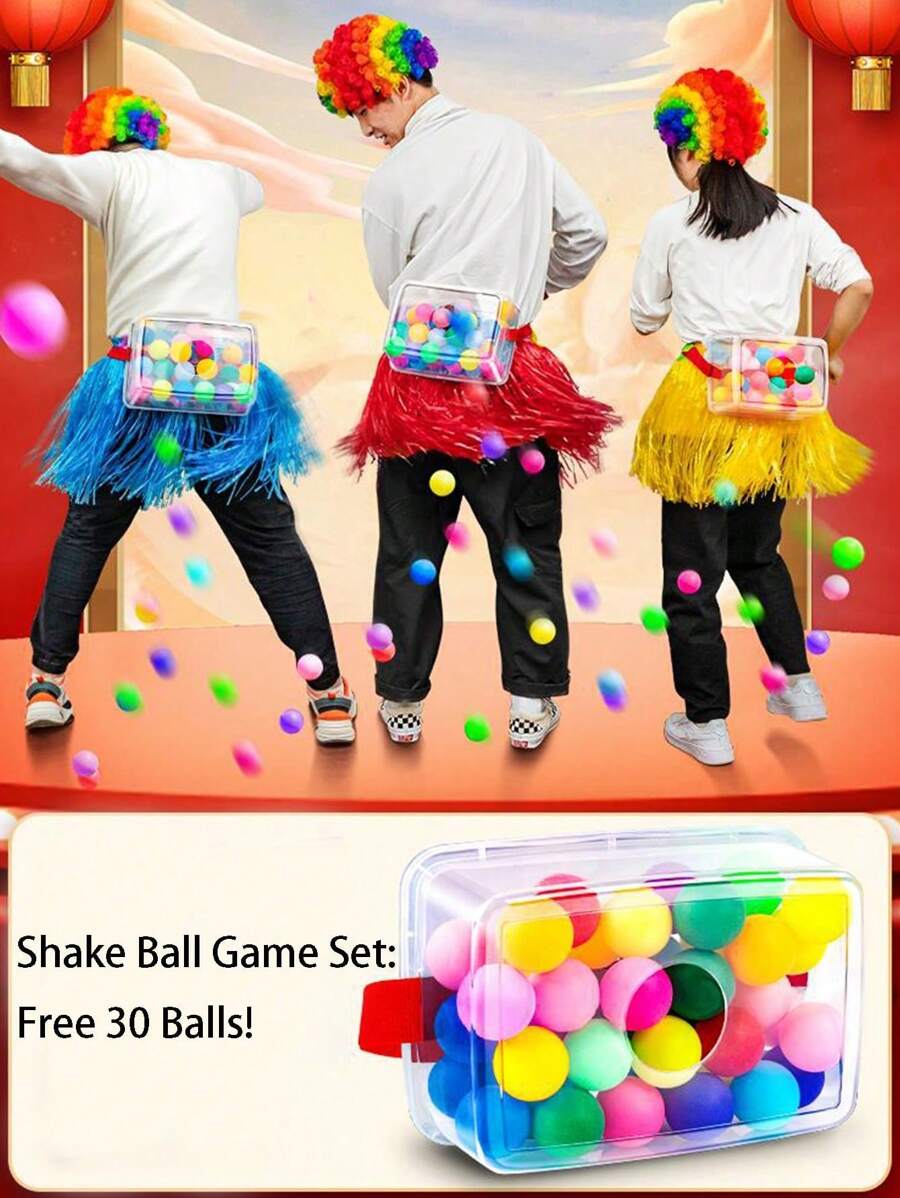 2pcs Rocking Ball Game/Hen Laying Eggs Game Props, 1 Box, 1 Rubber Band, 30 Random Color Rocking Balls, Fun Indoor & Outdoor Family Game, Wedding Anniversary Birthday Party Supplies, Decorative Gift, Company Gathering & Team Building Activity, Enhance Colleague Relationships - Multicolor - View 1