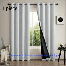 99% 遮光亚麻窗帘，卧室全遮光窗帘，客厅纹理窗帘，84 英寸索环，节能窗帘，黑色内衬，纯色遮光窗帘，房间变暗和减少光线的窗帘 - 彩色 - 查看 16
