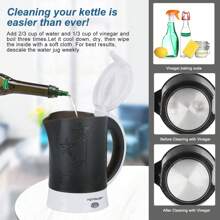 1pc 0.6L Compact Water Kettle, 650W Small Kettle With Auto Shut-Off & Boil-Dry Protection, Includes 2 Cups & 2 Spoons, Black, Aigostar - EU F Type Plug(220-240V) - View 9